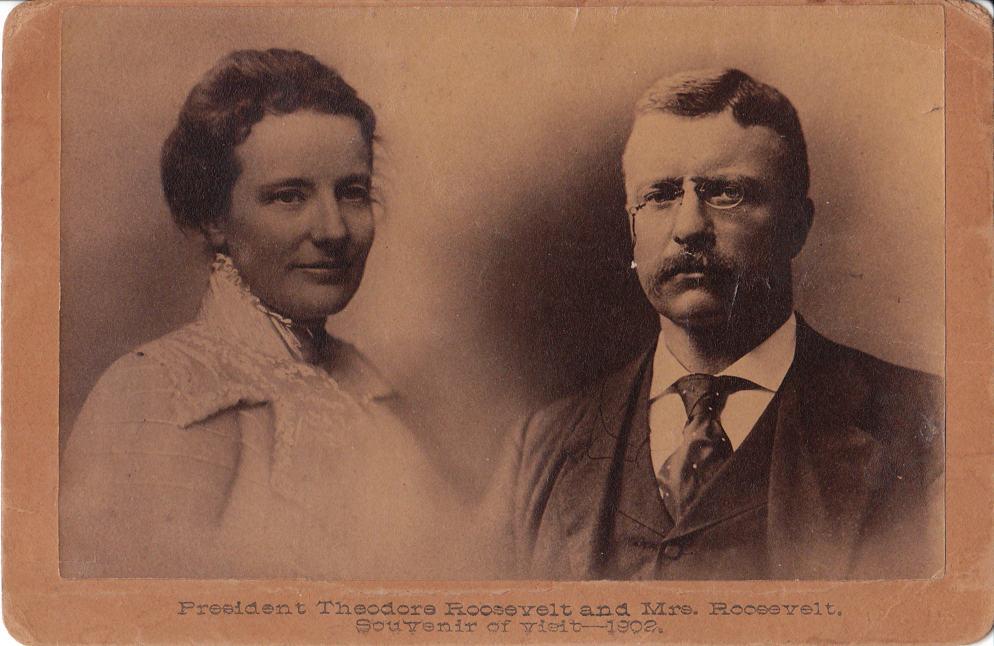 President Theodore Roosevelt And Mrs Roosevelt Souvenir Of Visit